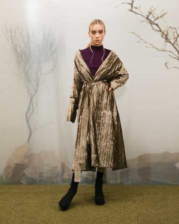 Golden velvet coat for Fall - Spring season