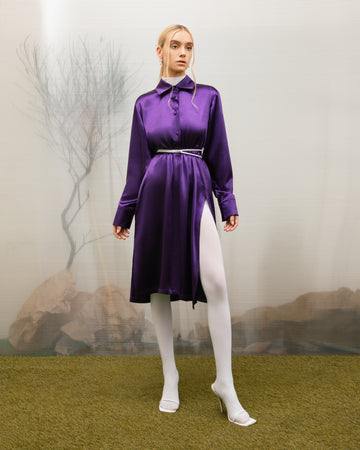 Purple silk shirtdress