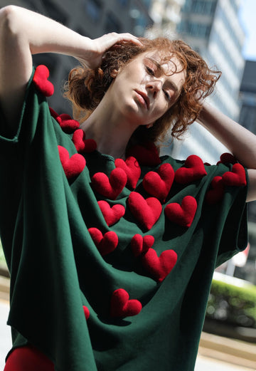 Red heart oversize green sweater