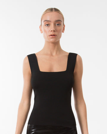 The black sleeveless top blouse