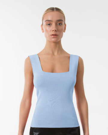 The sky blue sleeveless top blouse