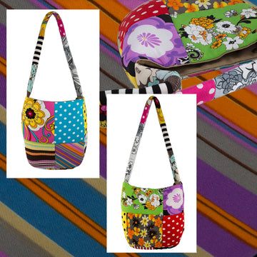 Floral boho patchwork crossbody bag