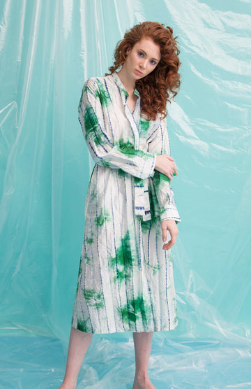 Green tie dye shibori dress