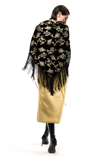 Hand embroidered floral shawl