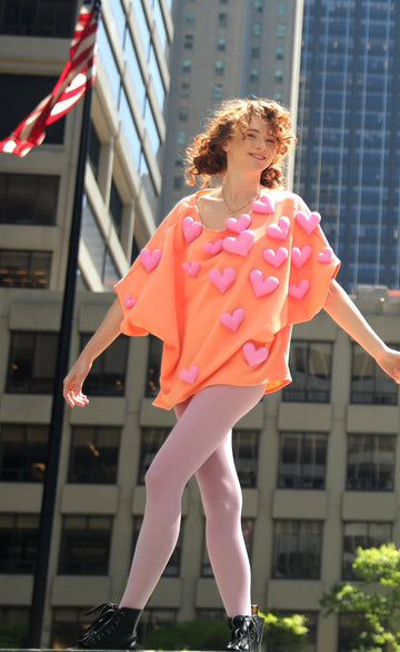 Orange heart oversize sweater