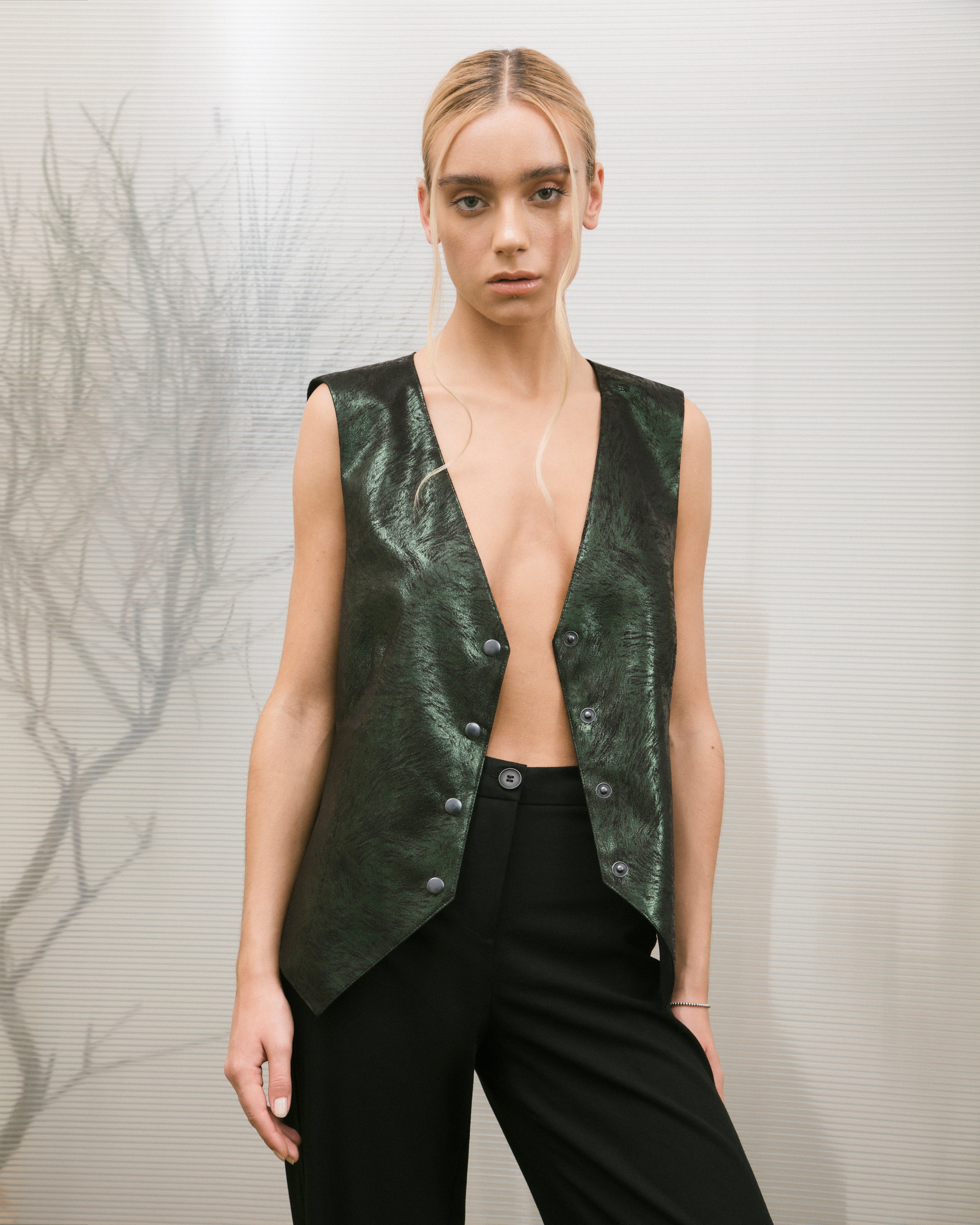 Green leather outlet vest