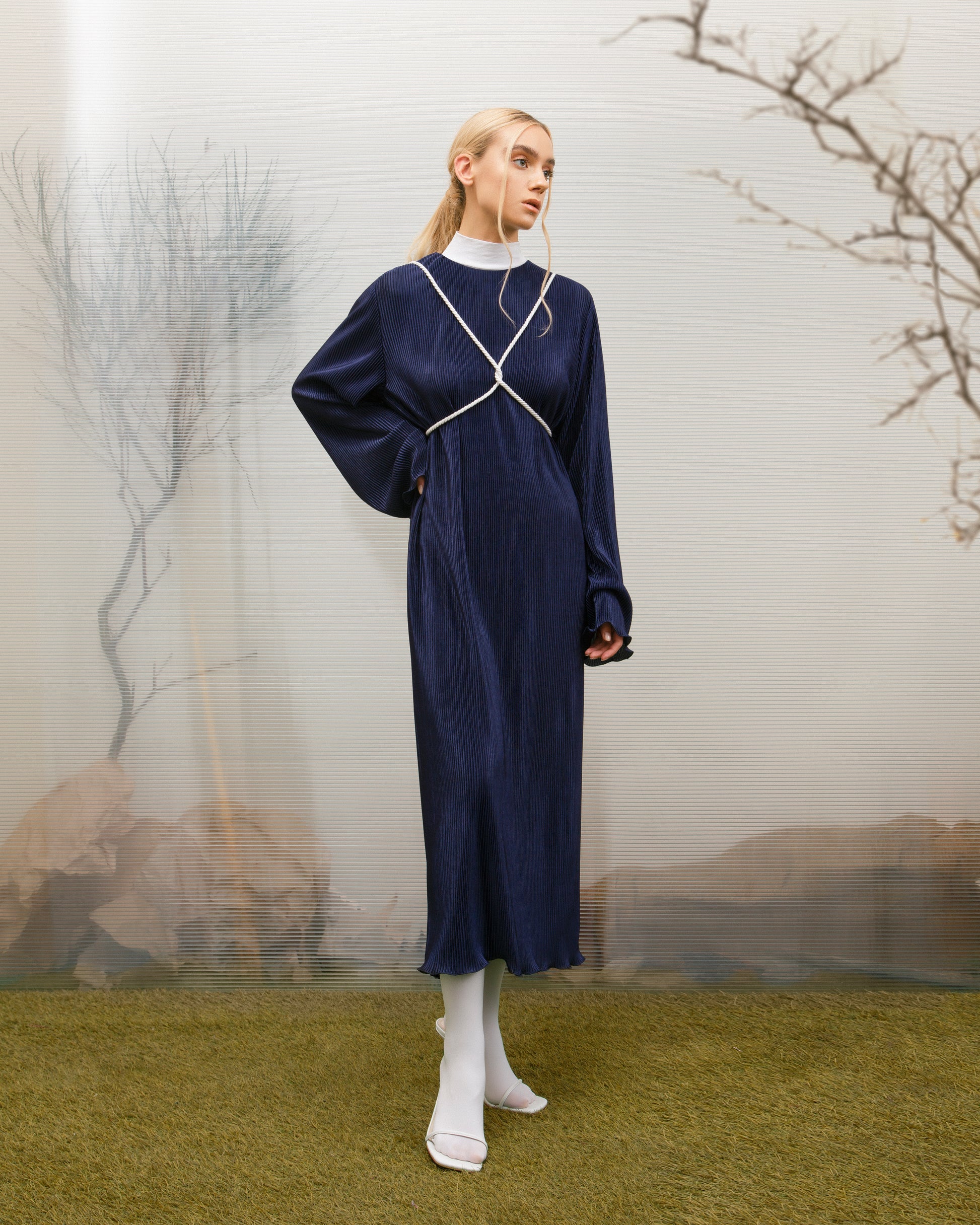 Blue pleated relaxed fit dress Blue pleated relaxed fit dress