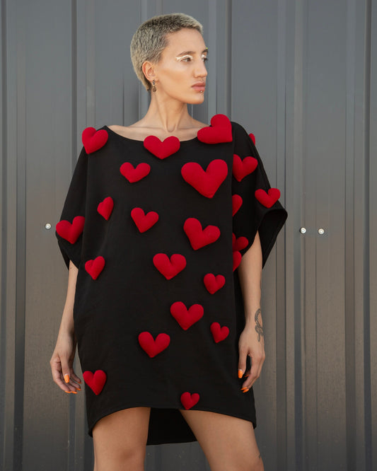 red heart sweater dress Knit Burgundy Dress - Sweater Dress - Statement Sleeve Dress