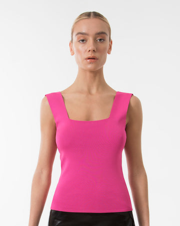 The pink sleeveless top blouse