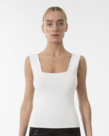The white sleeveless top blouse