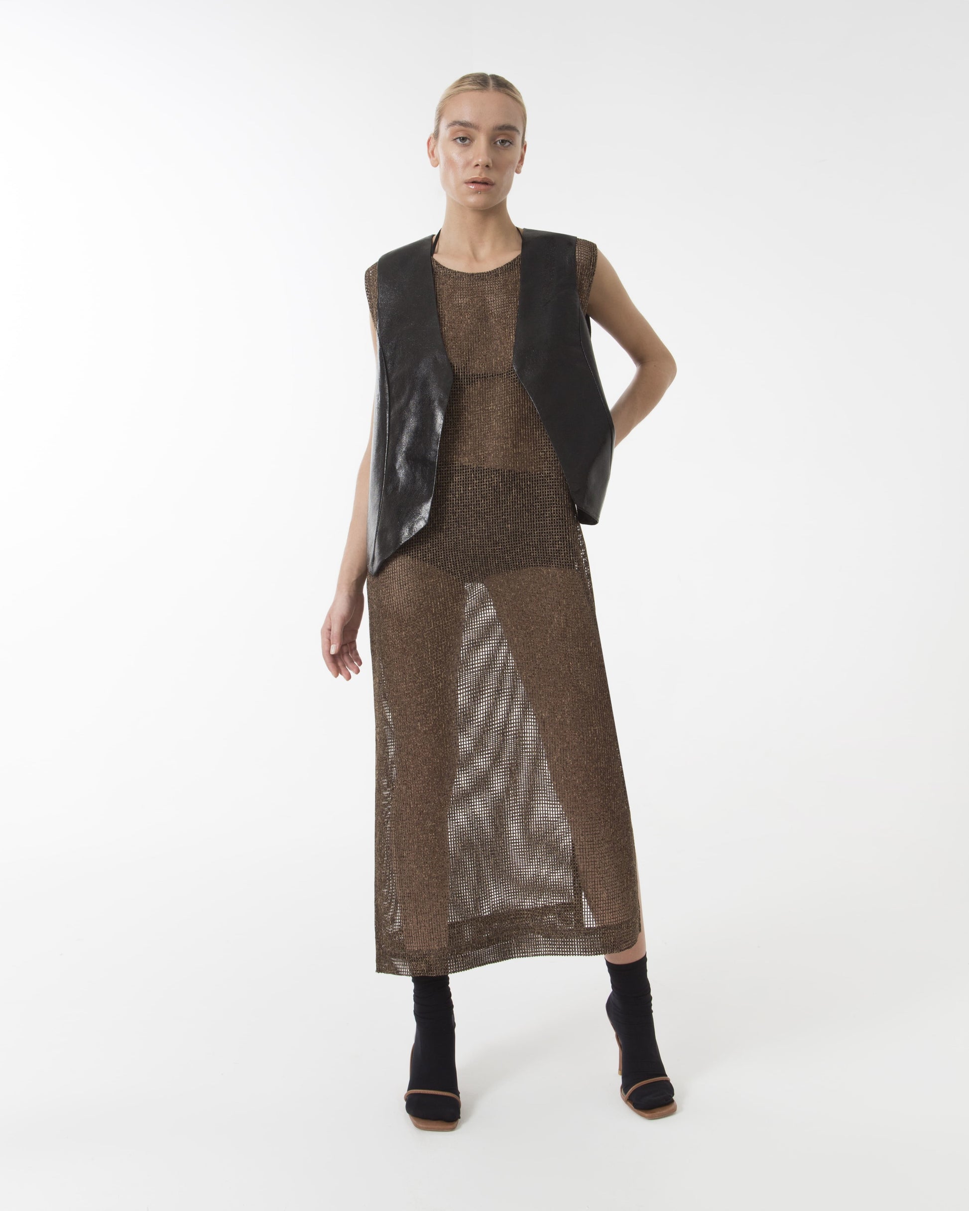 Brown see through tube mesh dress Brown see through tube mesh dress