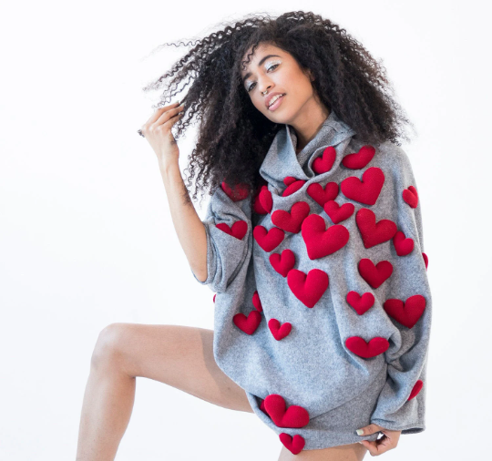 Grey heart oversize sweater