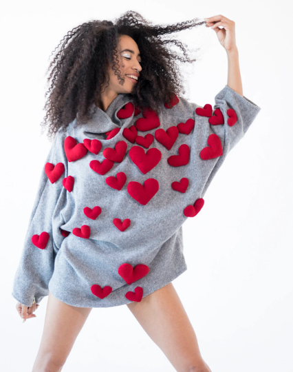 Grey heart oversize sweater