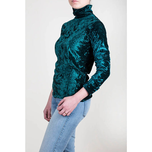 Turquoise long sleeve velvet top