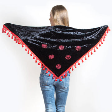 Black triangular velvet shawl