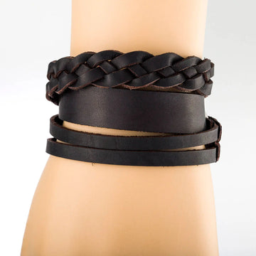 Triple wrap leather bracelet