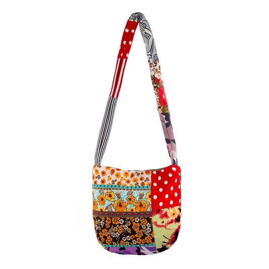 Floral boho patchwork crossbody bag