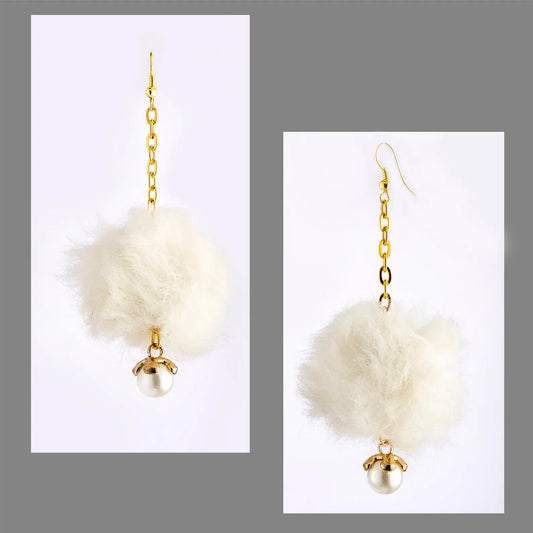 Soft fluffy hanging pom pom earrings