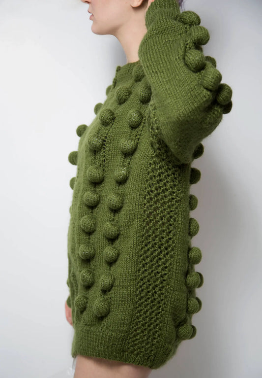 Olive green woolen cardigan sweater