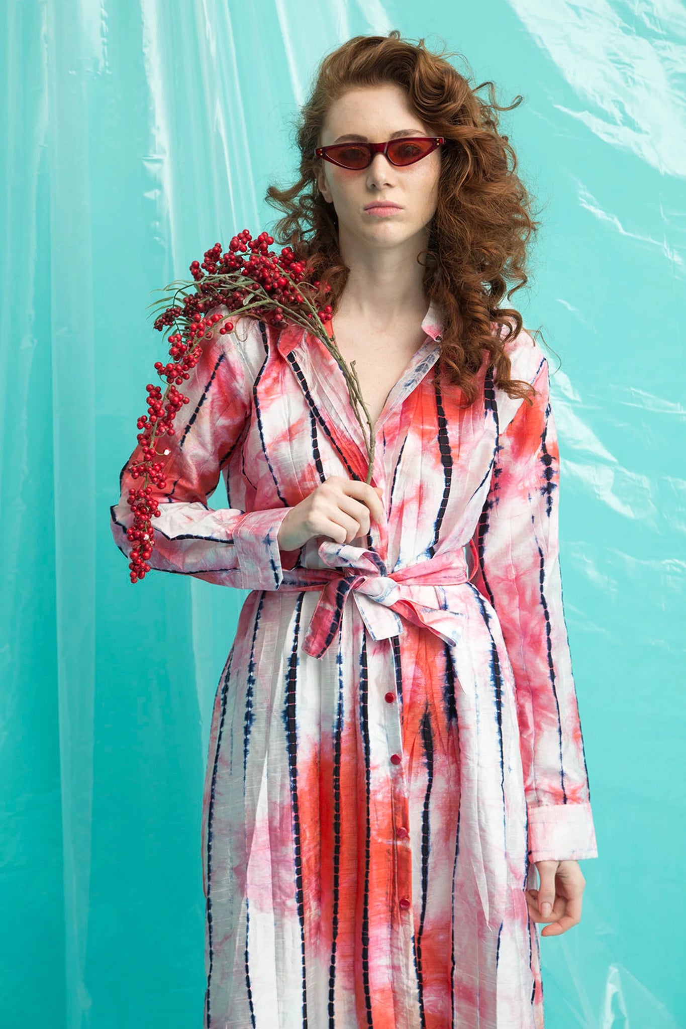 shibori designs dresses Creative Bee 'ETHEREAL' Natural Dyed Shibori Cotton x Silk Long Dress Okhaistore