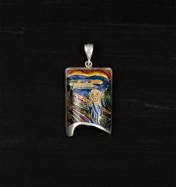 Pendent with enamel painting of the scream by Edvard Munch