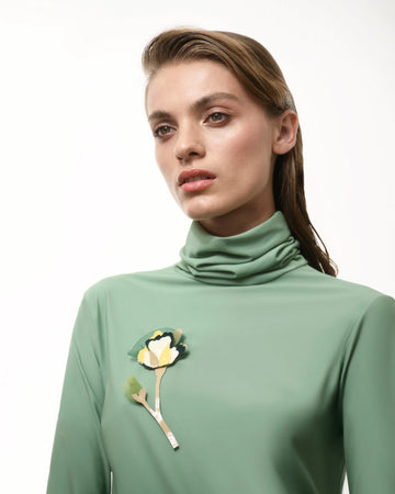 Stretchy mint lycra turtleneck sweater