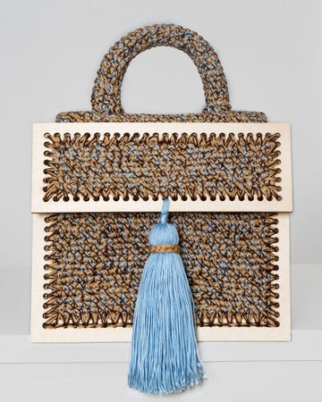Wooden crochet handbag