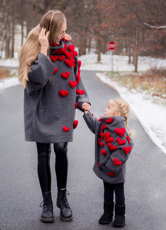 Mommy and daughter matching oversize sweaters