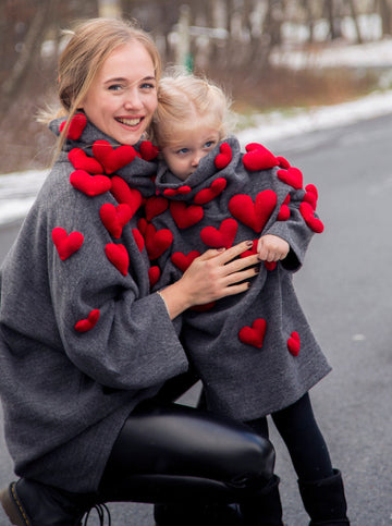 Mommy and daughter matching oversize sweaters